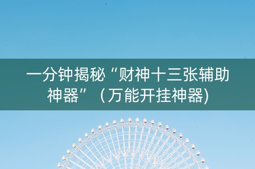 一分钟揭秘“财神十三张辅助神器”（万能开挂神器)