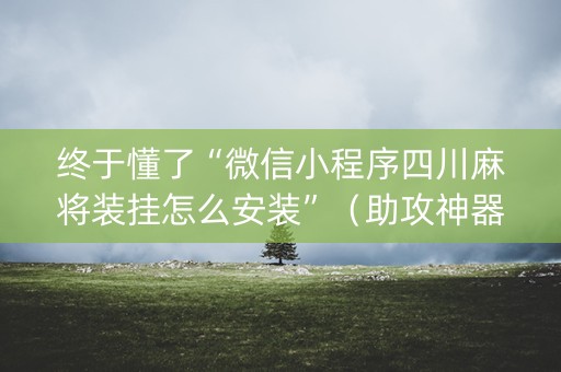 终于懂了“微信小程序四川麻将装挂怎么安装”（助攻神器)