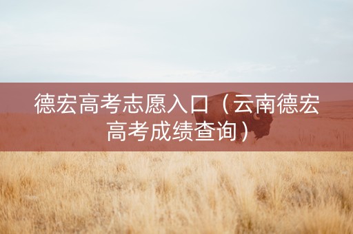 德宏高考志愿入口（云南德宏高考成绩查询）