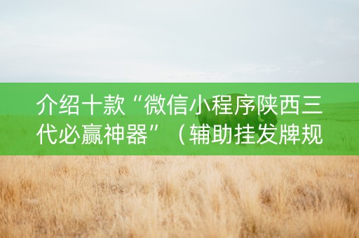 介绍十款“微信小程序陕西三代必赢神器”（辅助挂发牌规律)