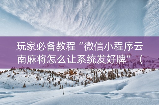 玩家必备教程“微信小程序云南麻将怎么让系统发好牌”（自建房怎么拿好牌)