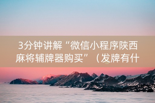 3分钟讲解“微信小程序陕西麻将辅牌器购买”（发牌有什么规律吗)