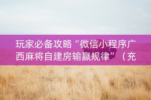 玩家必备攻略“微信小程序广西麻将自建房输赢规律”（充值会提高胜率么)