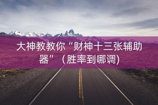 大神教教你“财神十三张辅助器”（胜率到哪调)