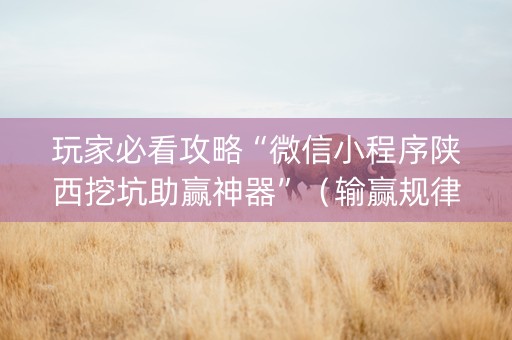 玩家必看攻略“微信小程序陕西挖坑助赢神器”（输赢规律)
