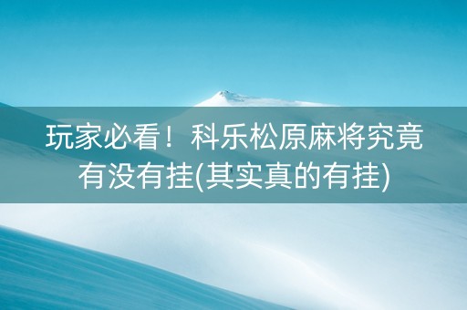 玩家必看！科乐松原麻将究竟有没有挂(其实真的有挂)