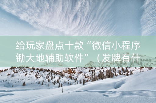 给玩家盘点十款“微信小程序锄大地辅助软件”（发牌有什么规律吗)