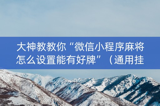大神教教你“微信小程序麻将怎么设置能有好牌”（通用挂软件多少钱)