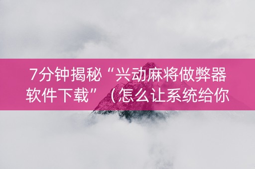 7分钟揭秘“兴动麻将做弊器软件下载”（怎么让系统给你发好牌)