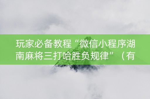 玩家必备教程“微信小程序湖南麻将三打哈胜负规律”（有没有猫腻)