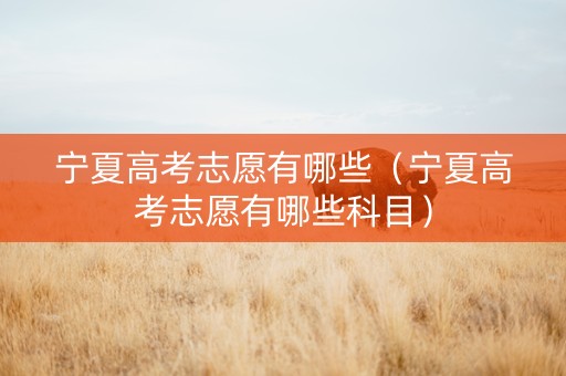 宁夏高考志愿有哪些（宁夏高考志愿有哪些科目）
