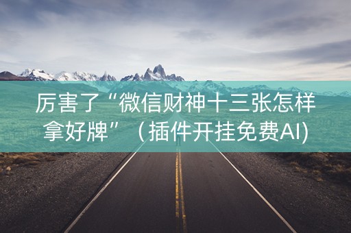 厉害了“微信财神十三张怎样拿好牌”（插件开挂免费AI)