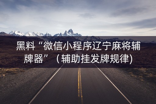 黑料“微信小程序辽宁麻将辅牌器”（辅助挂发牌规律)