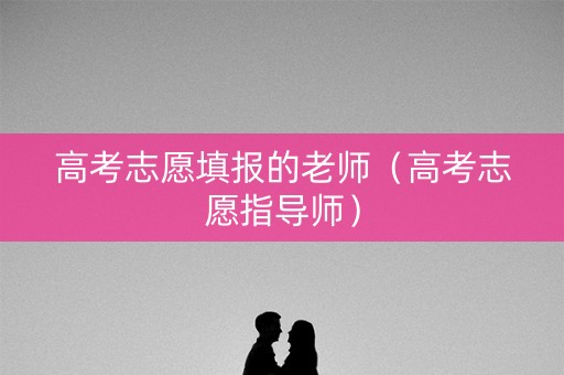 高考志愿填报的老师（高考志愿指导师）
