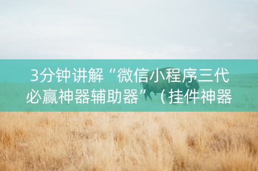 3分钟讲解“微信小程序三代必赢神器辅助器”（挂件神器)