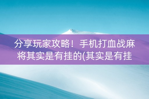 分享玩家攻略！手机打血战麻将其实是有挂的(其实是有挂确实有挂)