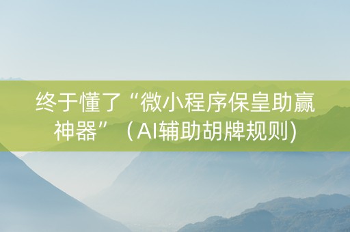 终于懂了“微小程序保皇助赢神器”（AI辅助胡牌规则)