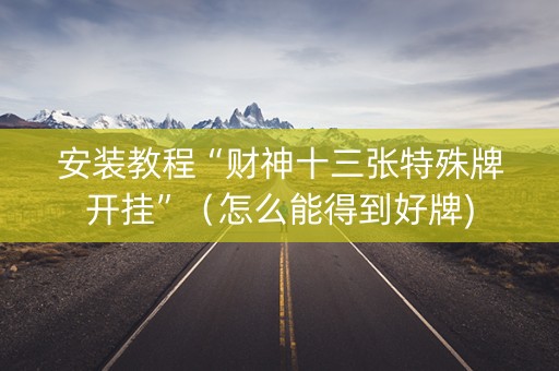 安装教程“财神十三张特殊牌开挂”（怎么能得到好牌)