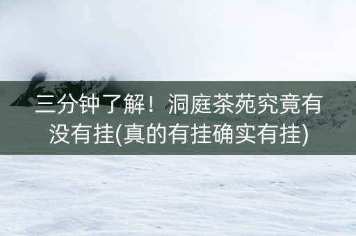 三分钟了解！洞庭茶苑究竟有没有挂(真的有挂确实有挂)