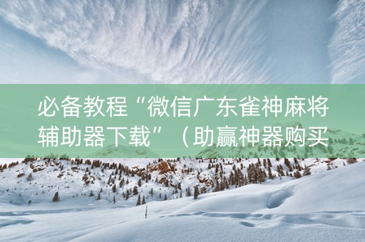 必备教程“微信广东雀神麻将辅助器下载”（助赢神器购买)