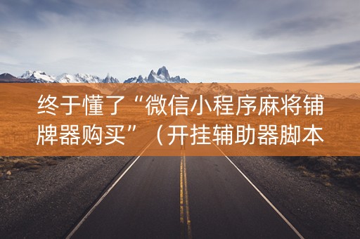 终于懂了“微信小程序麻将铺牌器购买”（开挂辅助器脚本)