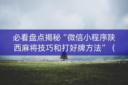 必看盘点揭秘“微信小程序陕西麻将技巧和打好牌方法”（充值会提高胜率么)