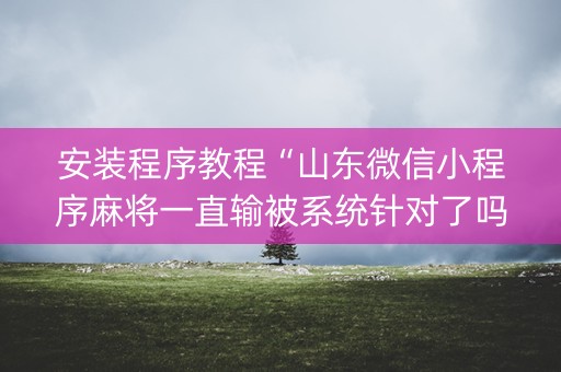 安装程序教程“山东微信小程序麻将一直输被系统针对了吗”（提高胜率技巧)