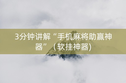 3分钟讲解“手机麻将助赢神器”（软挂神器)