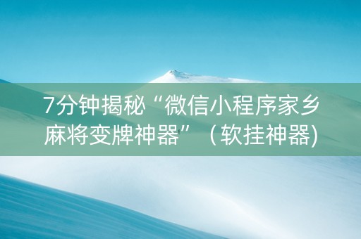7分钟揭秘“微信小程序家乡麻将变牌神器”（软挂神器)