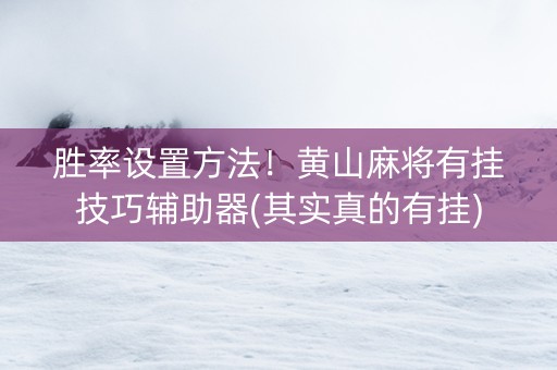 胜率设置方法！黄山麻将有挂技巧辅助器(其实真的有挂)