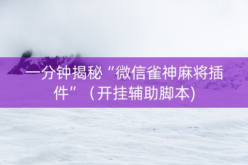 一分钟揭秘“微信雀神麻将插件”（开挂辅助脚本)
