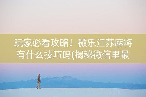 玩家必看攻略！微乐江苏麻将有什么技巧吗(揭秘微信里最新神器下载)