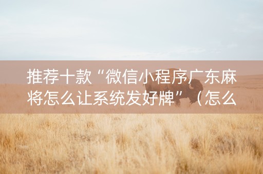 推荐十款“微信小程序广东麻将怎么让系统发好牌”（怎么能得到好牌)