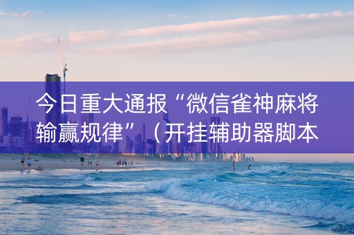 今日重大通报“微信雀神麻将输赢规律”（开挂辅助器脚本)