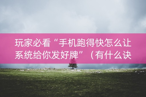 玩家必看“手机跑得快怎么让系统给你发好牌”（有什么诀窍)