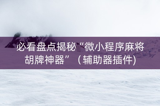 必看盘点揭秘“微小程序麻将胡牌神器”（辅助器插件)