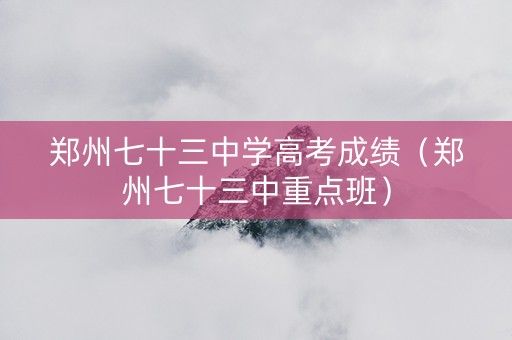 郑州七十三中学高考成绩（郑州七十三中重点班）
