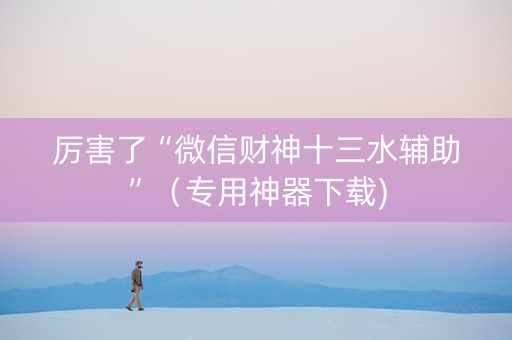 厉害了“微信财神十三水辅助”（专用神器下载)