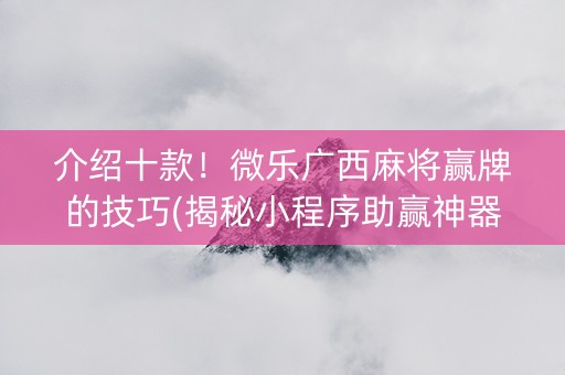 介绍十款！微乐广西麻将赢牌的技巧(揭秘小程序助赢神器购买)