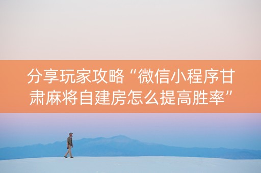 分享玩家攻略“微信小程序甘肃麻将自建房怎么提高胜率”（辅助器下载)