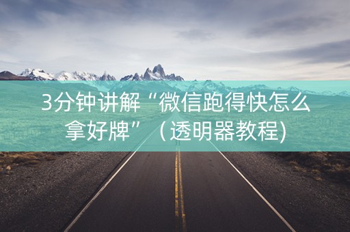 3分钟讲解“微信跑得快怎么拿好牌”（透明器教程)