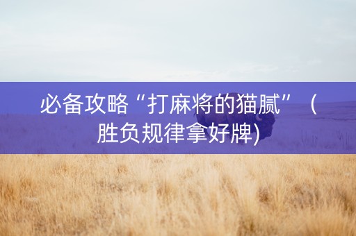 必备攻略“打麻将的猫腻”（胜负规律拿好牌)