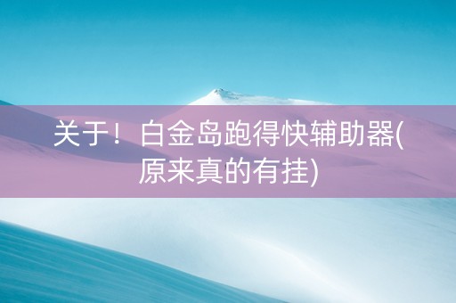关于！白金岛跑得快辅助器(原来真的有挂)