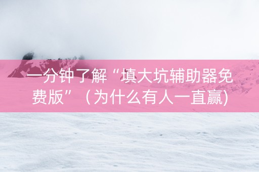 一分钟了解“填大坑辅助器免费版”（为什么有人一直赢)