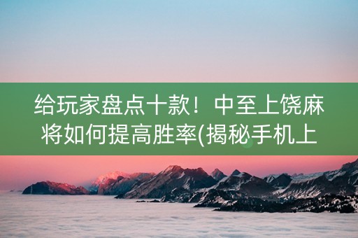 给玩家盘点十款！中至上饶麻将如何提高胜率(揭秘手机上胜率到哪调)