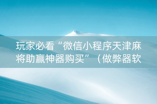 玩家必看“微信小程序天津麻将助赢神器购买”（做弊器软件下载)