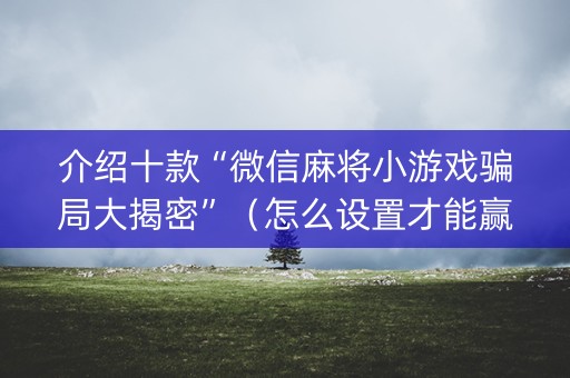 介绍十款“微信麻将小游戏骗局大揭密”（怎么设置才能赢)