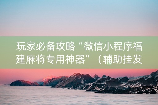 玩家必备攻略“微信小程序福建麻将专用神器”（辅助挂发牌规律)