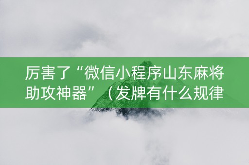 厉害了“微信小程序山东麻将助攻神器”（发牌有什么规律吗)
