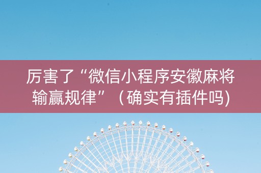 厉害了“微信小程序安徽麻将输赢规律”（确实有插件吗)
